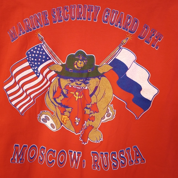 Vintage Very Rare Marine Security Det Moscow Russia Short Sleeve T-Shirt